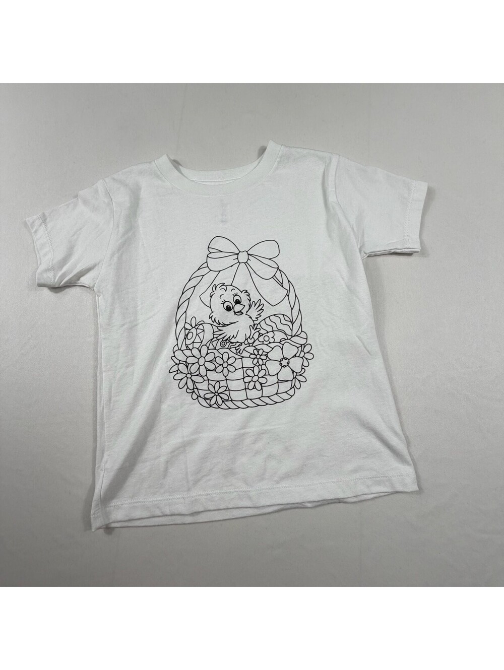 Bella+Canvas Kids Airlume Jersey Easter Basket Chick Coloring T-Shirt